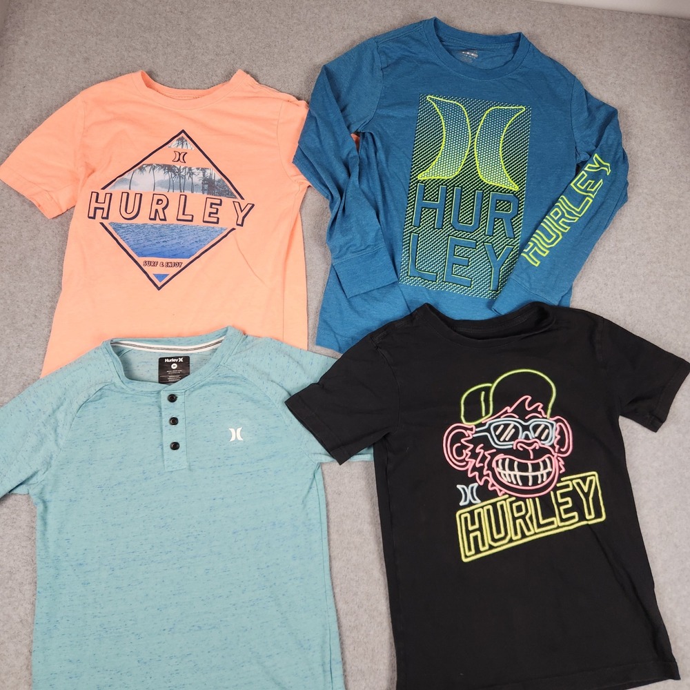 Hurley T-Shirt Boys Medium Multi Graphic Print Summer Everyday Wear Lot Of 4